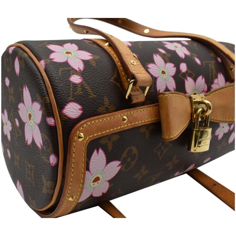 LOUIS VUITTON Papillon Monogram Cherry Blossom Tote Handbag Brown - Picture 6 of 11